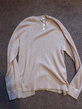 Madewell Soft Dusty Pink Ribbed Crewneck Sweater